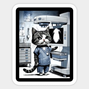 Cute cat radiologist Sticker